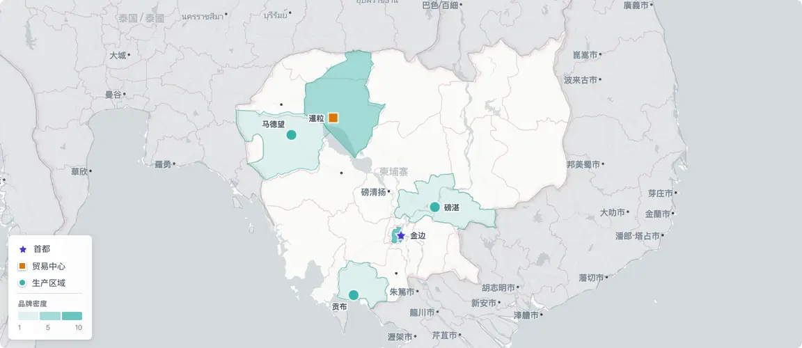 创始人品牌分布于两大创业地理——金边集中了侨民归国者创建的酒旅、食品和美妆品牌；贡布、马德望和磅湛锚定着经历种族灭绝、重建为国际认证出口故事的产地农业品牌——接班压力正同步覆盖两极。