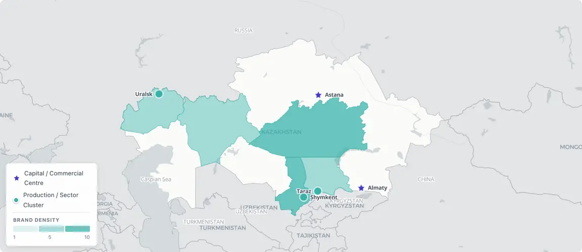 Kazakhstan's consumer brands split between Almaty, where established business families hold the most visible brands, and Astana, where a second founder wave built retail during the capital's expansion; aging founders hold valuable privatised assets but face succession without clear institutional buyers.
