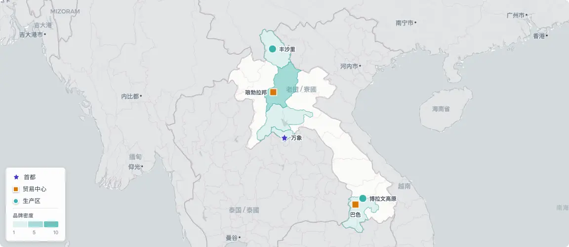 波罗芬高原两大家族出产全国95%的咖啡；琅勃拉邦的待客之道由归国流亡者一手建立；丰沙里保存着古茶资源——三大版块对全球资本而言几乎不透明。