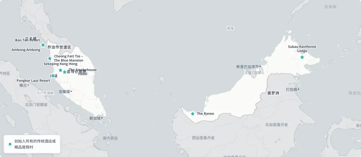 五地分布,从槟城到婆罗洲。