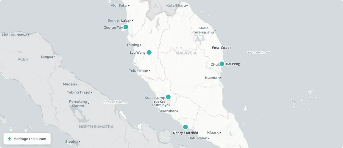 Five regions, one succession moment: heritage kitchens from George Town to the east coast.