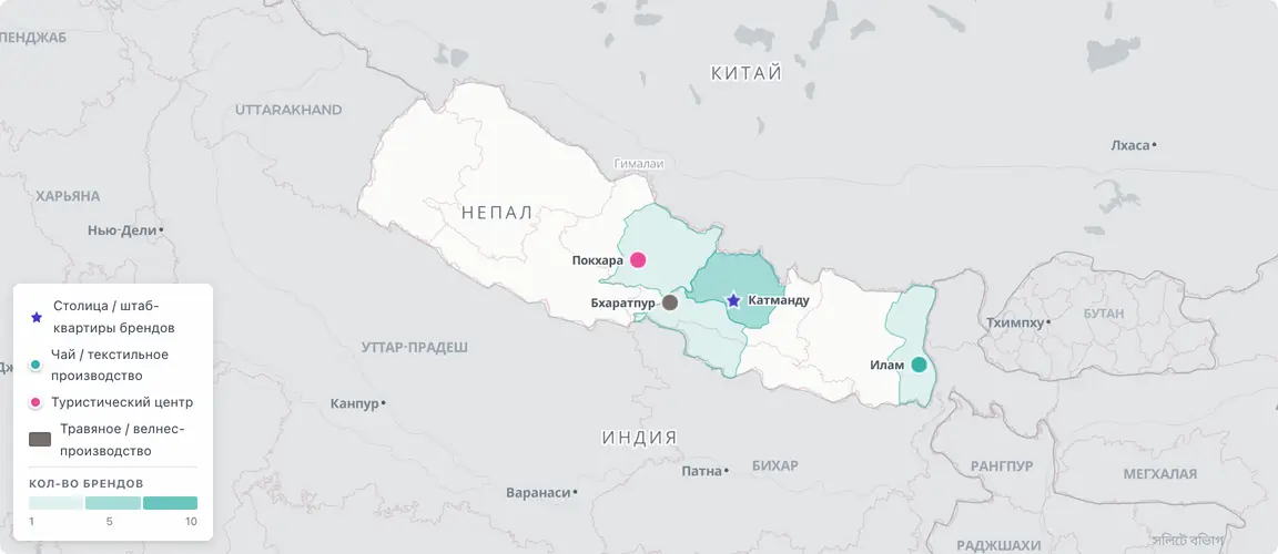 Предпринимательская экономика Непала держится на двух полюсах: долина Катманду развивает наследственные отрасли — пашмина и ковры, — а восточный чайный коридор Илама наращивает экспорт ортодоксального чая. Стареющие основатели обоих полюсов работают без консультационной и частноинвестиционной инфраструктуры, необходимой для передачи дела.