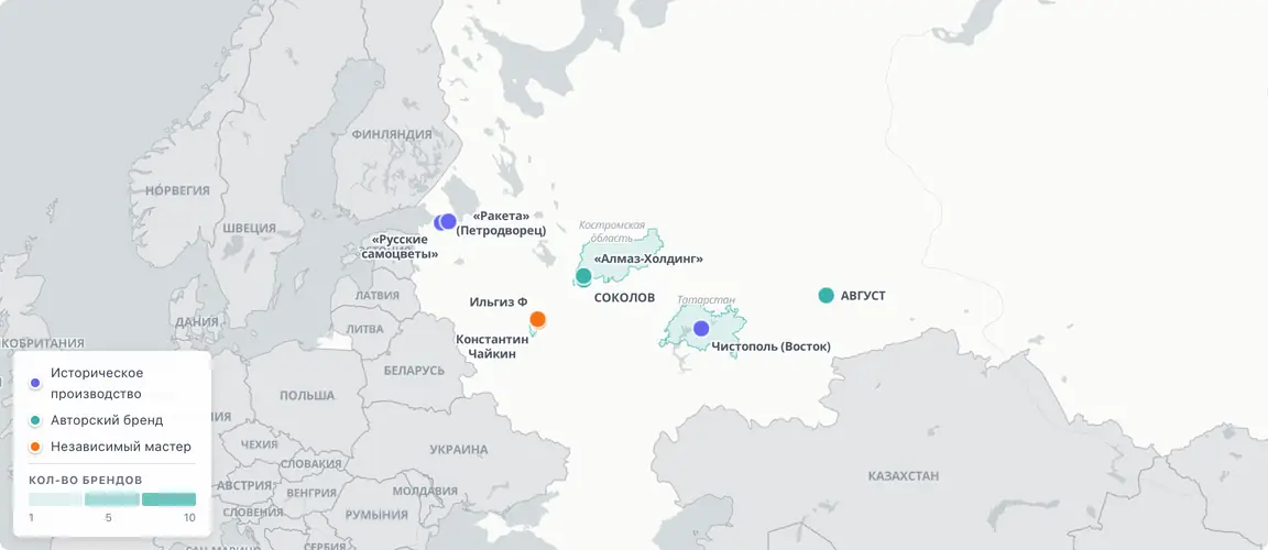 Пять регионов, а не два — возрождение ювелирного и часового дела в России охватывает целую карту исторических центров.
