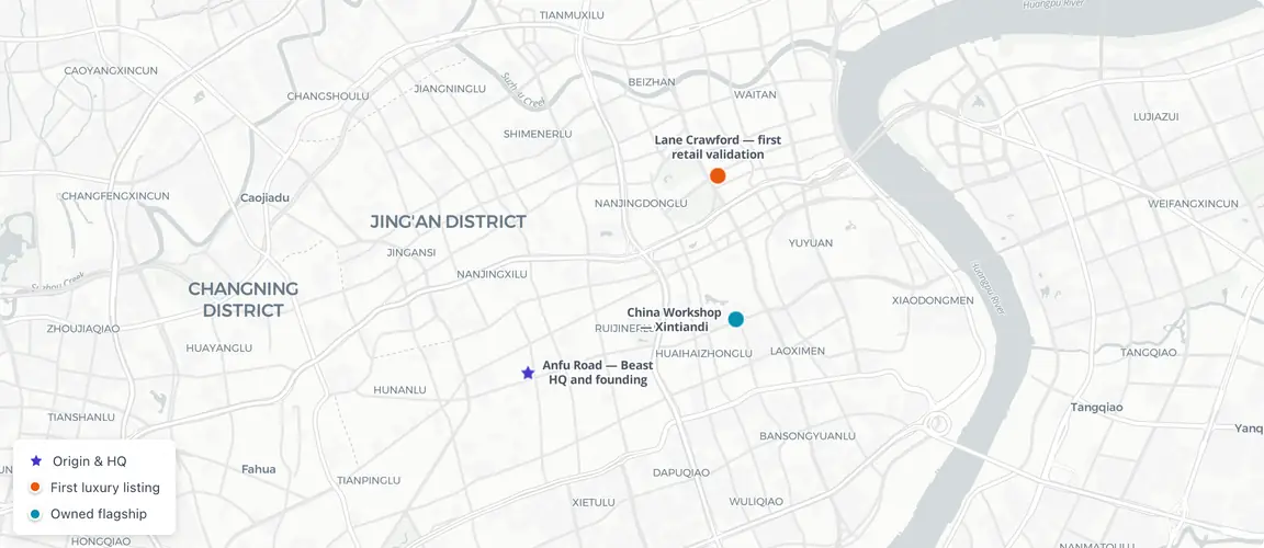Shanghai's premium corridor — where story-ordering went from a Weibo account to a category-leading model.